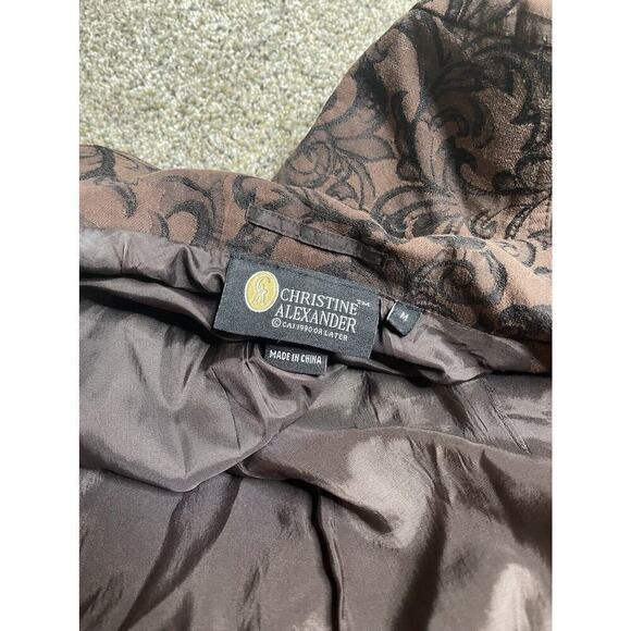 CHRISTINE ALEXANDER Black Crystal Trench Jacket Brown Swirl Size Medium - Picture 8 of 8